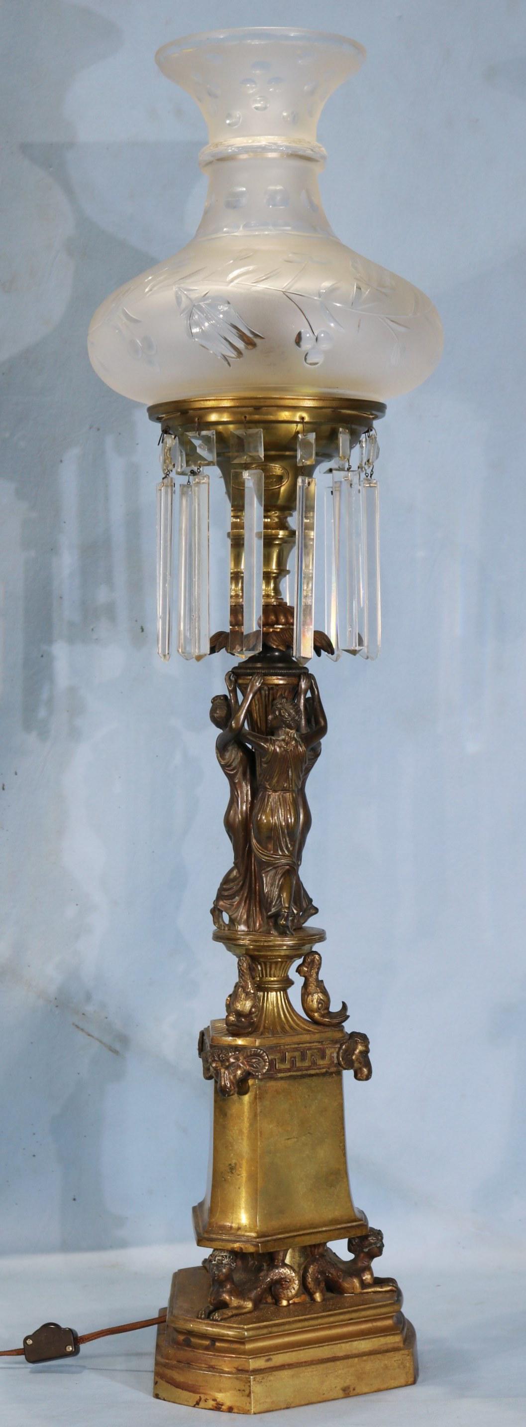 Bronze and brass Cornelius astral lamp, 36 in. T. (1 of 7)