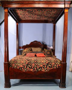 Mahogany Empire full tester bed signed C. Lee