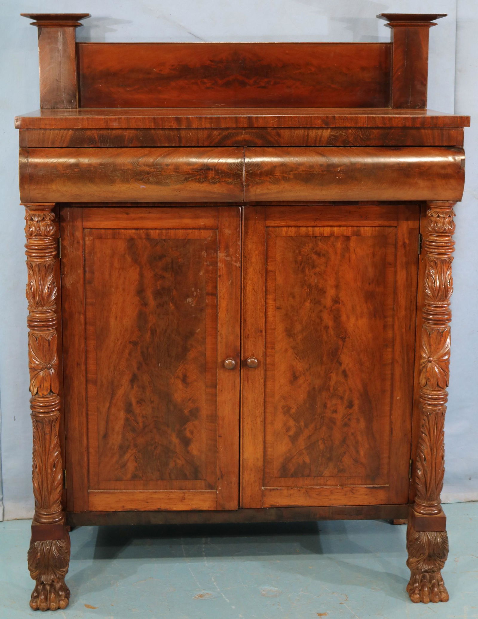 Flamed mahogany Jackson press with backsplash (1 of 5)