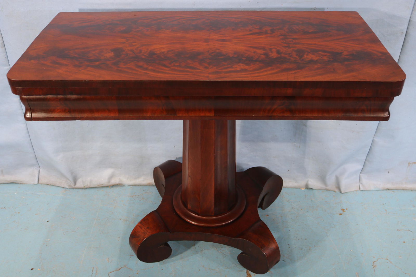 Empire mahogany game table with scroll feet (1 of 4)