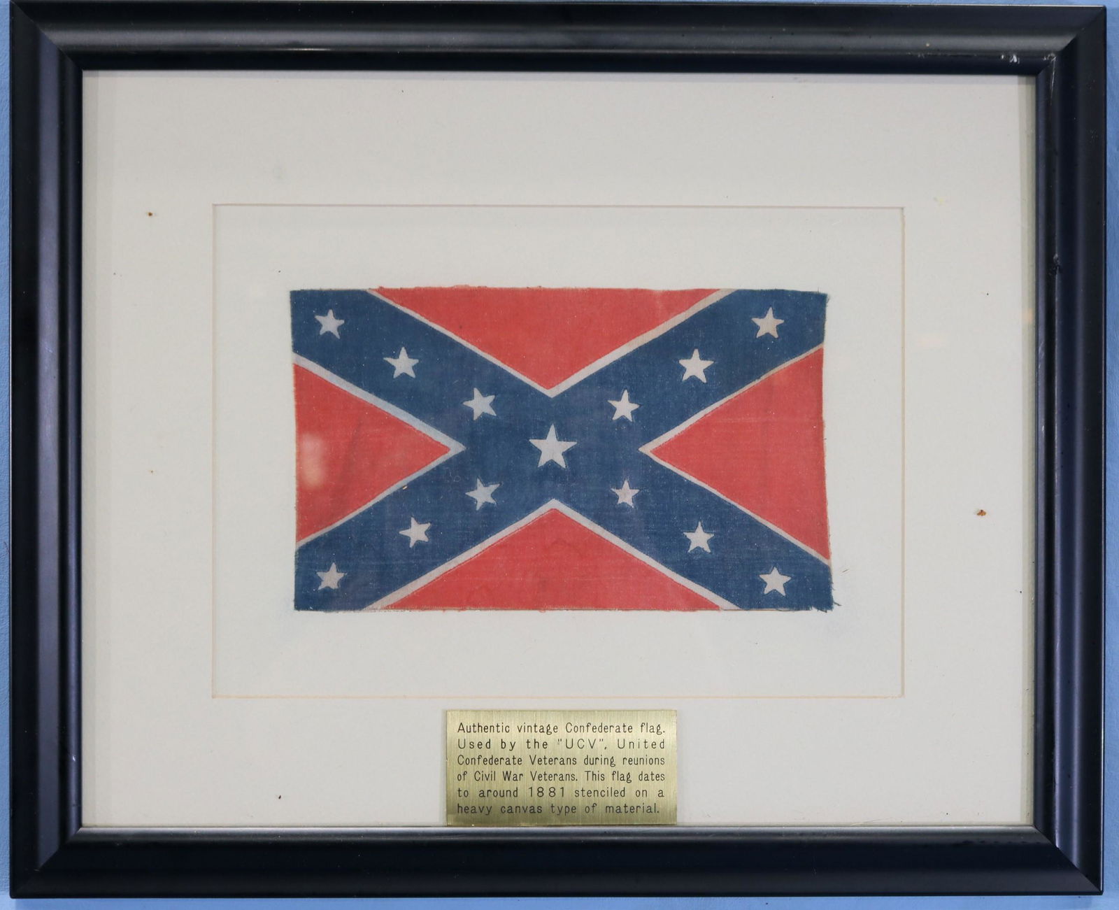 Framed Confederate flag used by UCV at reunions (1 of 3)