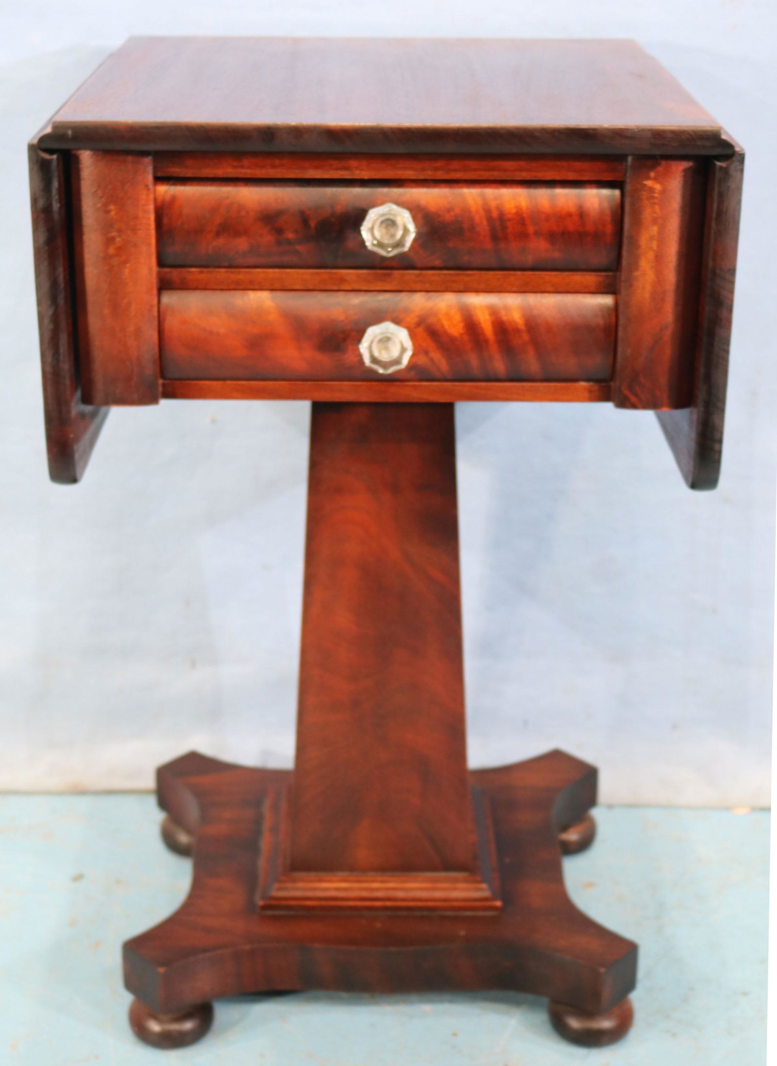 Mahogany Empire 2 drawer drop leaf work table (1 of 5)