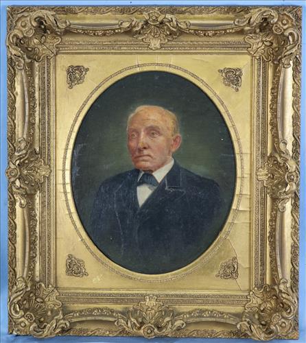 Oil on board of man in original Victorian frame, 19 x 16 (1 of 4)