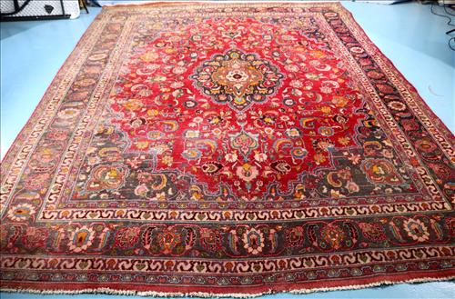 Antique Persian room size rug, 12.2 x 9.8: Antique Persian room size rug with lots of wear, 12.2 x 9.8