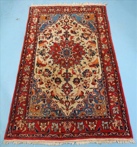 Antique Persian area rug, red and blue, 5.5 x 3.4: Antique Persian area rug, red and blue, 5.5 ft. x 3.4 ft.