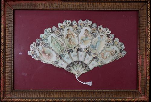 Victorian paper fan in great frame, 17 x 23 (1 of 3)