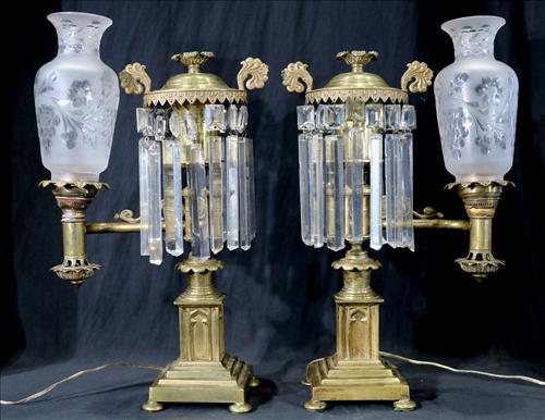 Pair of early 19th Century bronze argand lamps (1 of 4)