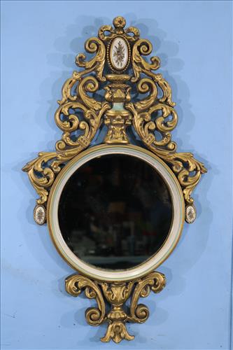 Antique Victorian carved hanging mirror, 26 x 15 (1 of 4)