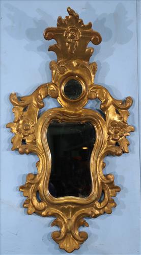 Gold gilded French style hanging mirror, 35 x 18 (1 of 3)