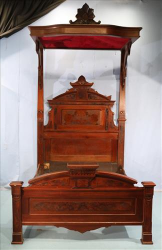 Walnut Victorian half tester bed, original to home (1 of 5)