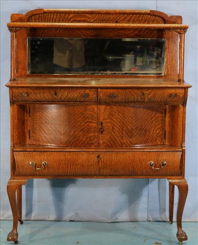 Quarter sawn oak server with ball and claw feet (1 of 6)