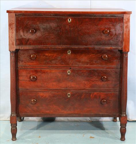 Mahogany Empire butlers secretary: Mahogany Empire butlers secretary with fitted interior, 48 in. T, 44 in. W, 22 in. D.