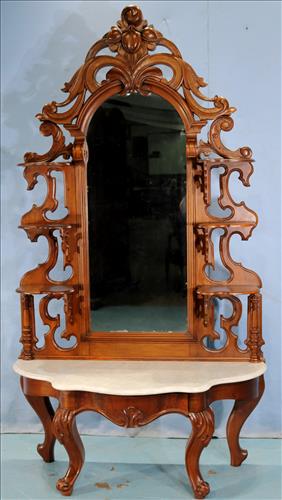 Walnut Victorian white marble top etagere, ca. 1870 (1 of 7)