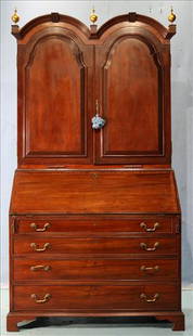 Period mahogany secretary with inlaid doors, ca. 1830: Period mahogany secretary with beautiful fitted interior and inlaid doors, ca. 1830, 91 in. T, 48 in. W, 23 in. D.