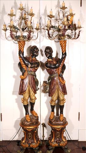 Old pair of hand carved blackamoors, ca. 1940's (1 of 9)