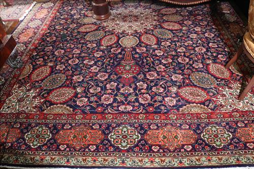 Handmade Persian rug, red, blue and tan, 12.6 x 9.8 (1 of 5)