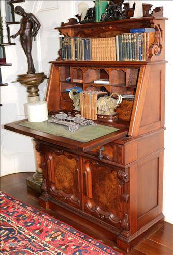 Walnut Victorian slant front secretary attrib. to Brooks (1 of 5)