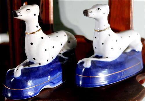 Contemporary set of Staffordshire dogs, whippets: Contemporary set of Staffordshire dogs, whippets, 5.5 in. T, 7 in. W.