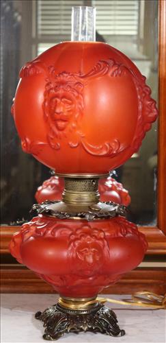 Red Satin gone with the wind lamp, 25 in T. (1 of 4)