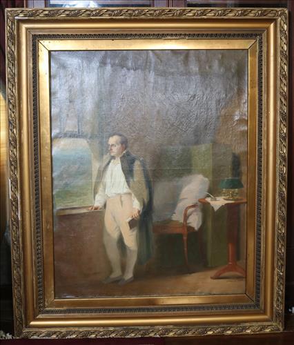 Oil on canvas of Napoleon in exile in gold frame, 60 x 48 (1 of 6)