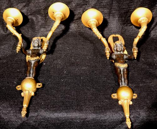 Pair of Bronze two light blackamoor candle sconces (1 of 4)