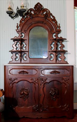 Small walnut Victorian marble top sideboard (1 of 5)