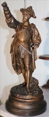 Pot metal statue of Spanish soldier, 20.75 in. T. (1 of 3)