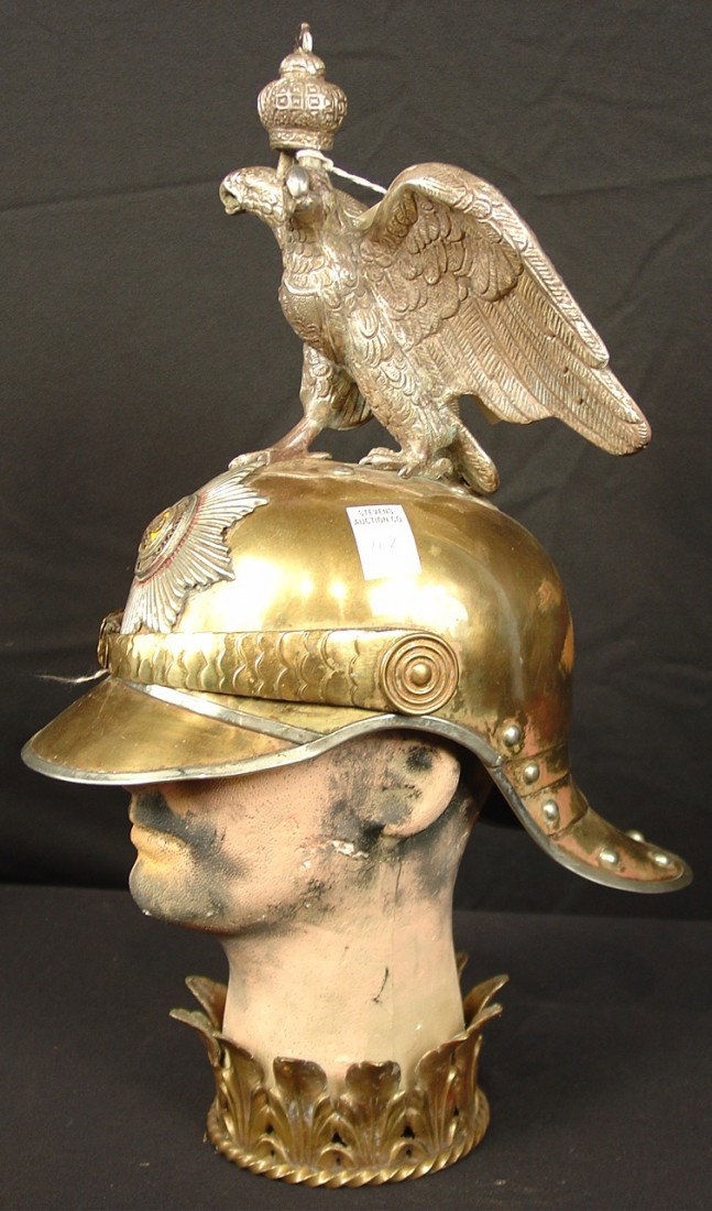 Military Imperial Russian Helmet of the 19th Centu: Military Imperial Russian Helmet of the 19th Century, 14 in. tall, 14 in. deep, double headed eagle, Tzar Nicholas II