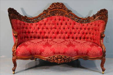 Rosewood rococo laminated sofa by John H. Belter