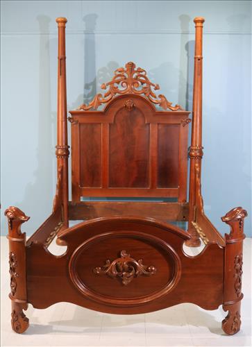 Walnut Victorian half tester bed, queen size (1 of 5)