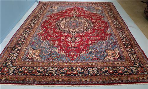 Hand woven Iranian rug, red, blue, orange, blue, black (1 of 4)