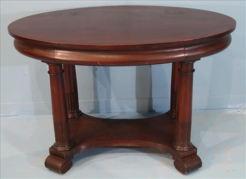 Mahogany oval library table with reeded columns (1 of 4)