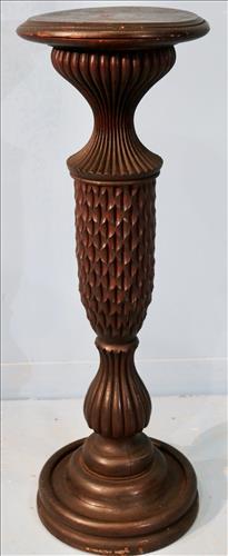 Mahogany pedestal with pineapple carved column (1 of 4)