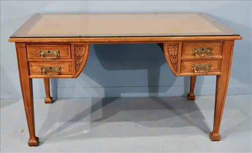 Flat top Art Noveau oak desk In great condition (1 of 5)