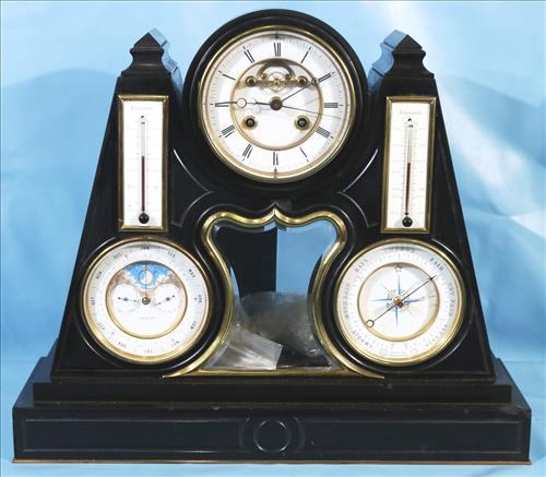 Heavy black marble clock, 18 in. T. (1 of 7)