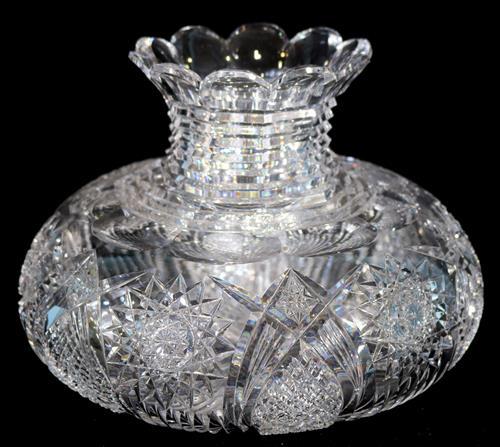 Heavy brilliant cut crystal vase, squatty, 7 in. T. (1 of 3)