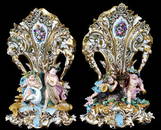 Monumental Pair of Old Paris Vases with lots of gold