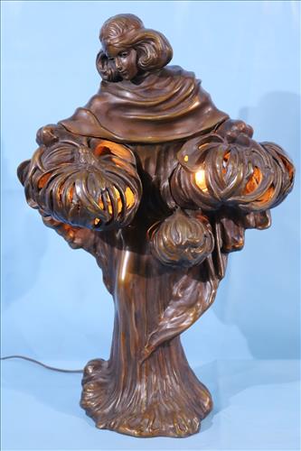 Bronze Art Nouveau figural lamp, 19 in. T. (1 of 5)
