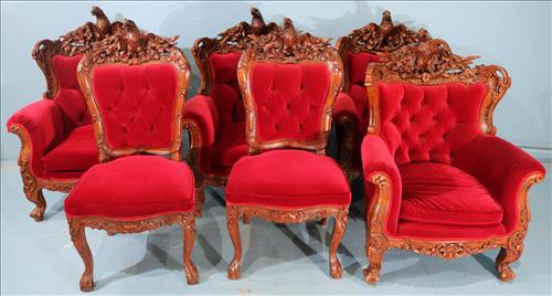 6 piece parlor suite with full body eagle in crown (1 of 5)