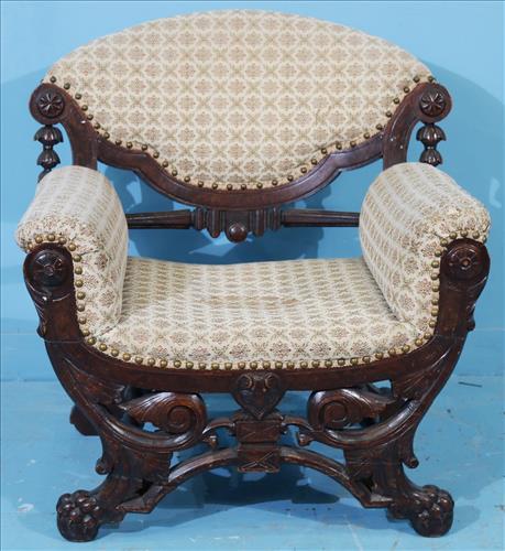 Walnut Victorian slipper chair in unusual form (1 of 4)