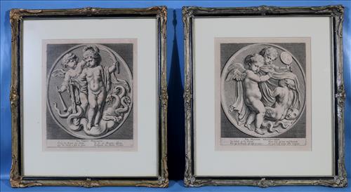Pair of French prints in original silver frames, 17 x 15 (1 of 4)