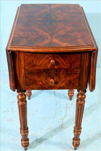 Walnut Victorian sewing table with drop leaves (1 of 4)
