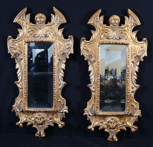 Pair of decorative gold mirrors with bevel glass (1 of 3)