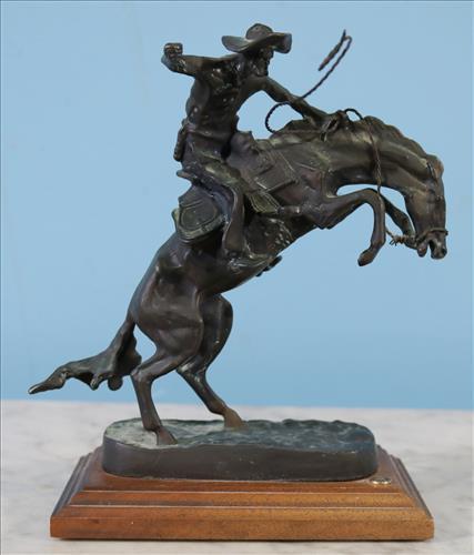 Bronze miniature cowboy on horse by Babcock & Wilcox (1 of 2)