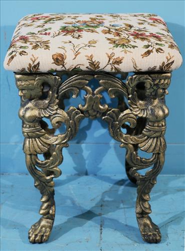 Cast iron dressing stool, 21 in. T, 15.5 in (1 of 3)