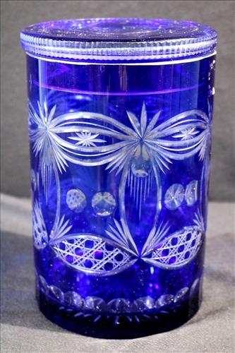 Blue cut to clear cookie jar, 9 in. T, 6 in. Dia. (1 of 2)