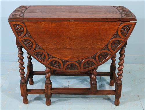 English oak pub table with barley twist legs (1 of 4)