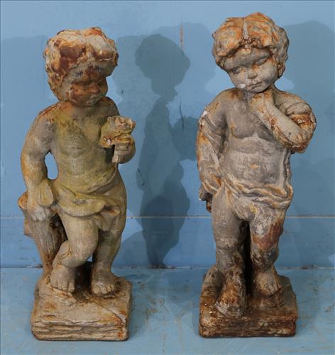 Pair of cast iron garden statues, 21 in T. (1 of 4)