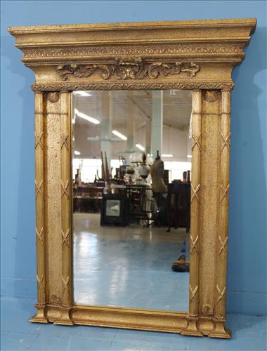 Contemporary gold gilded hanging mirror, 48 x 38 (1 of 3)