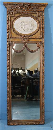 Contemporary gold hanging trumeau mirror (1 of 3)